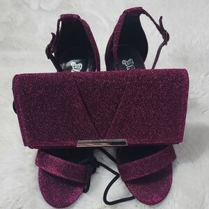 Sparkling Magenta Heels and Clutch Set